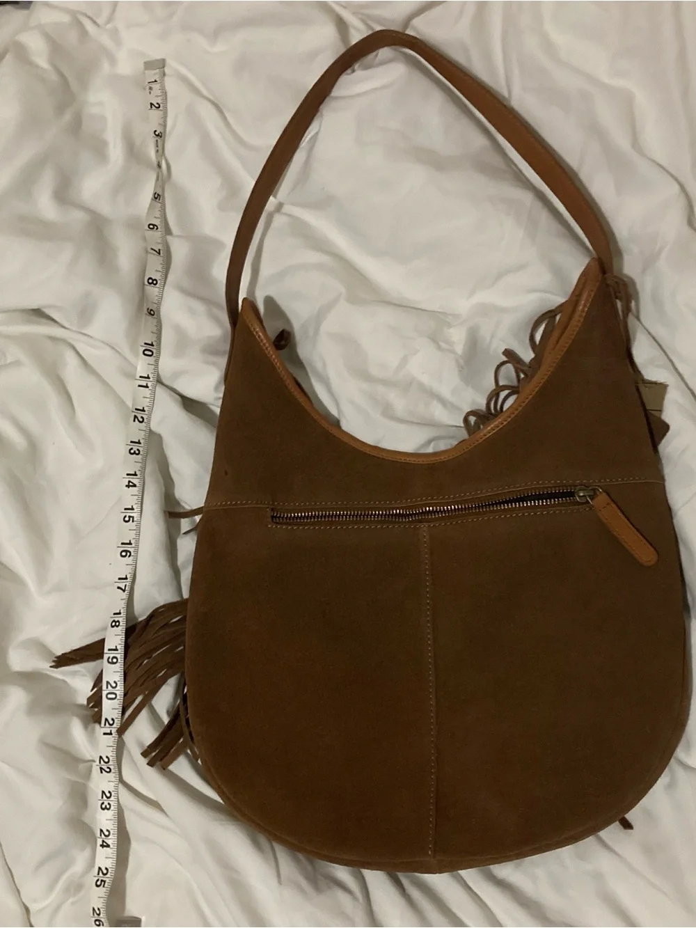 Genuine leather fringe tassel bag